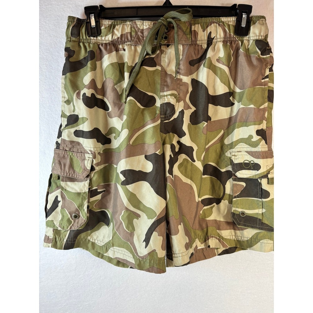 Ocean Pacific‎ Mens Camo Cargo Board Shorts Medium Desert Camouflage Swim Trunks